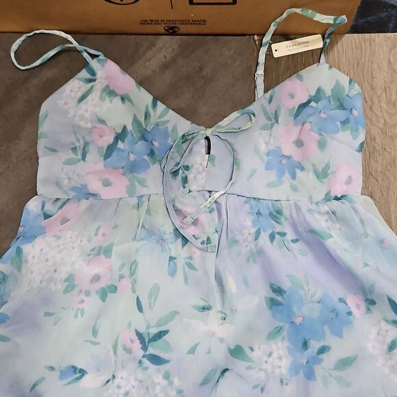HOLLISTER Blue Floral Babydoll Mini Dress New Small Tall Msrp $50 - Picture 3 of 16